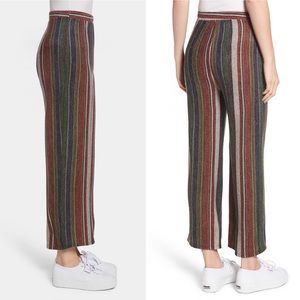 Multicolor Knit Wide Leg Crop Pants